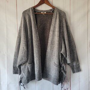 Umgee USA Cardigan Sweater, Women’s L, Gray, Open Front, 2 Front Pockets, EUC